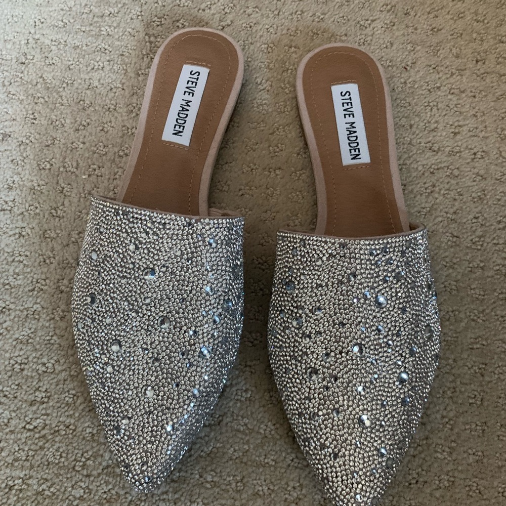 Steve Madden Silver Embellished Women's Mules